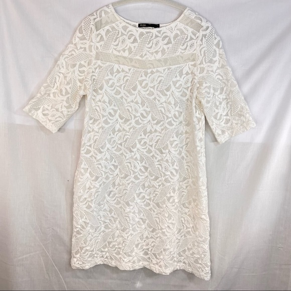 Maje Womens White Embroidered Shift Sun Dress Unlined White Size 2/ US S Bridal - Picture 1 of 10